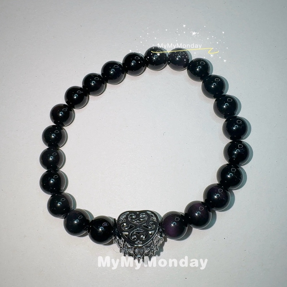 Purple Obsidian Bracelet 8mm - Picture 4 of 7